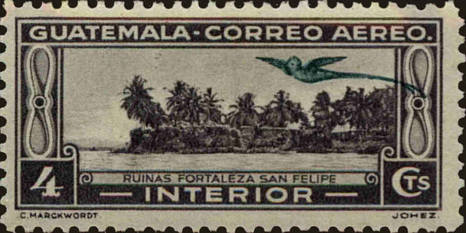 Front view of Guatemala C34 collectors stamp