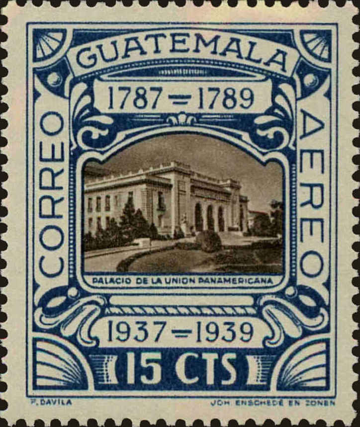 Front view of Guatemala C92d collectors stamp