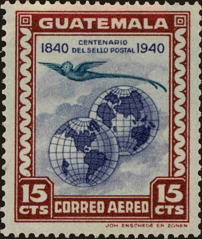 Front view of Guatemala C141 collectors stamp