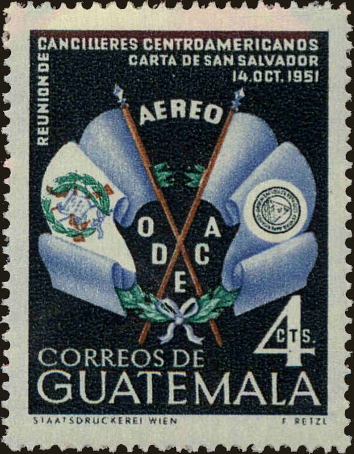 Front view of Guatemala C206 collectors stamp