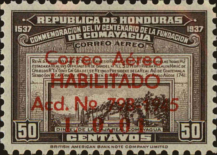 Front view of Honduras C144 collectors stamp