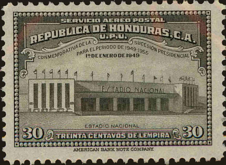 Front view of Honduras C176 collectors stamp