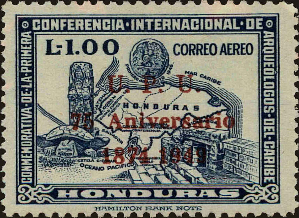 Front view of Honduras C184 collectors stamp