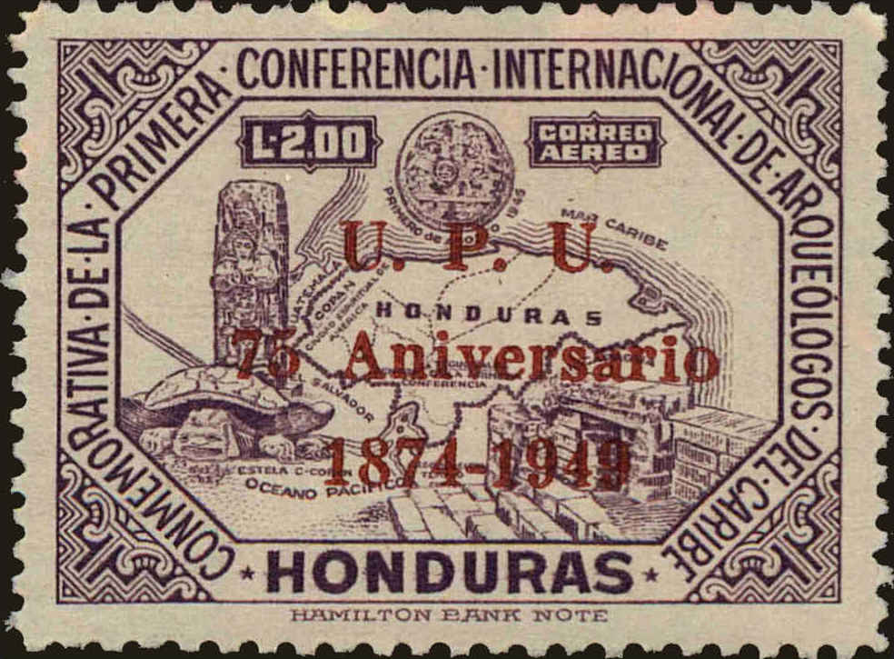 Front view of Honduras C185 collectors stamp