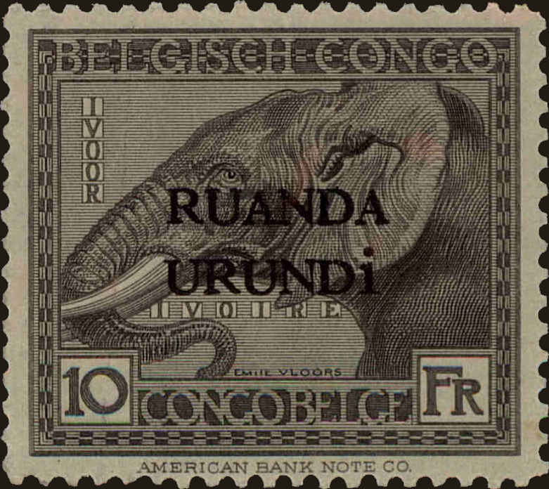 Front view of Ruanda-Urundi 23 collectors stamp