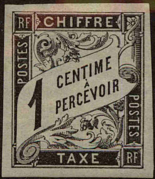 Front view of French Colonies General Issue J1 collectors stamp