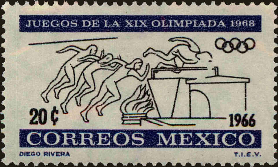 Front view of Mexico 974 collectors stamp