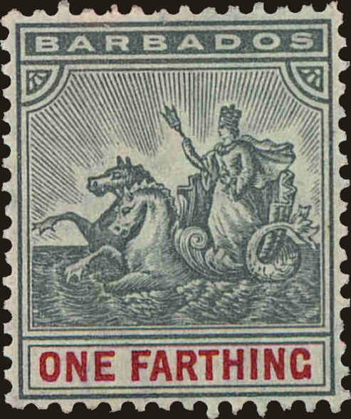Front view of Barbados 70 collectors stamp