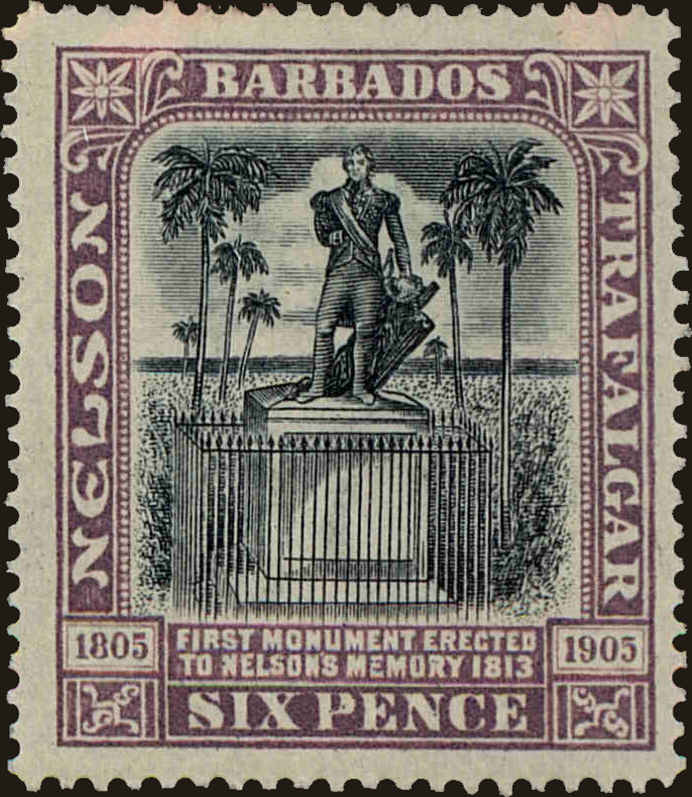 Front view of Barbados 107 collectors stamp