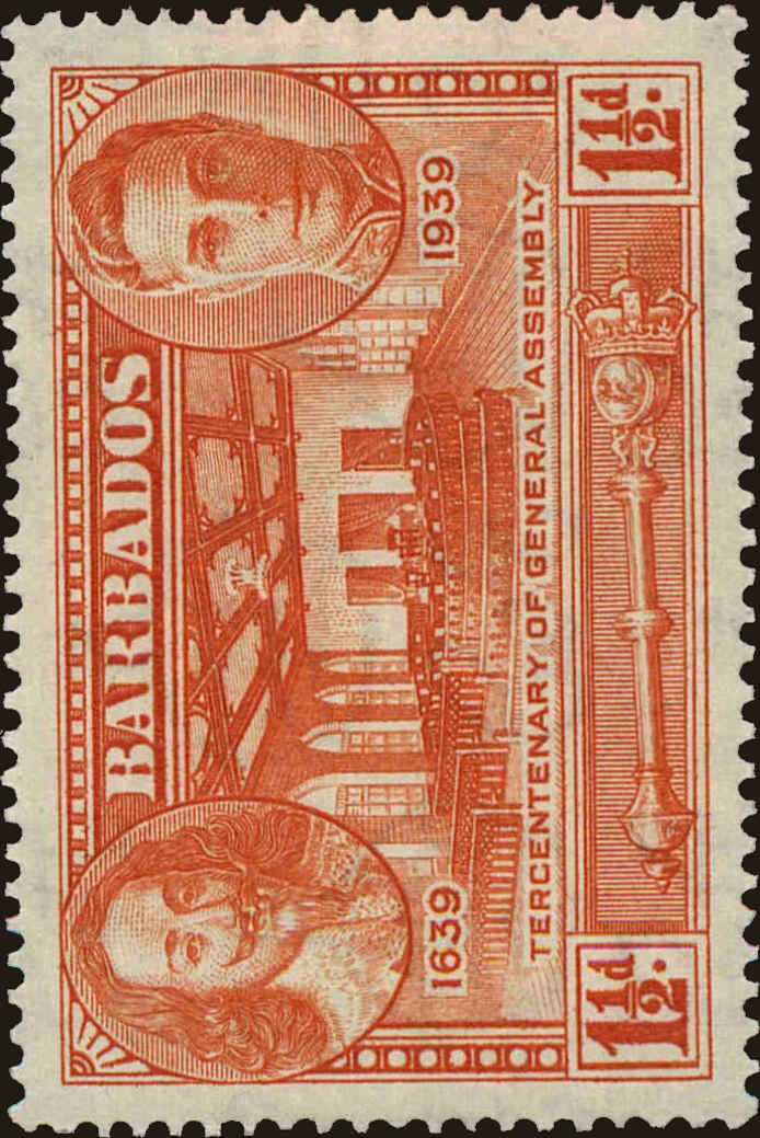 Front view of Barbados 204 collectors stamp