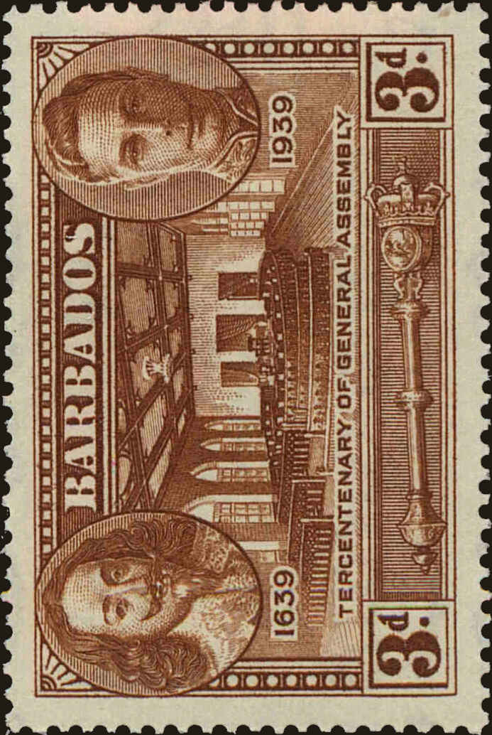 Front view of Barbados 206 collectors stamp