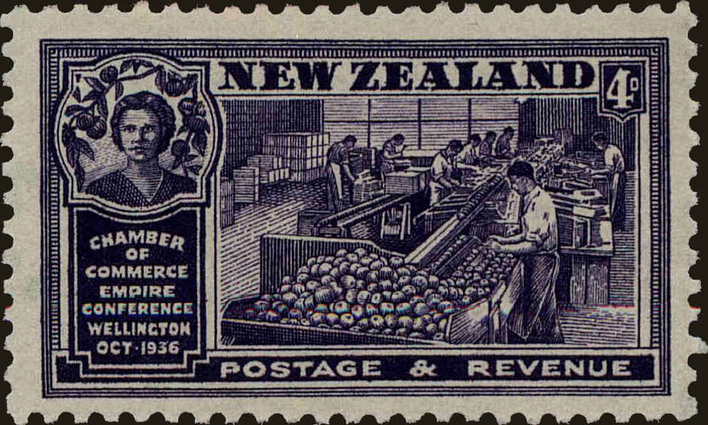 Front view of New Zealand 221 collectors stamp