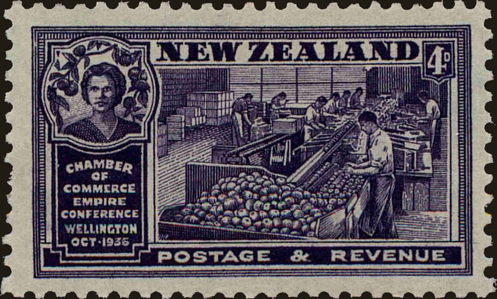 Front view of New Zealand 221 collectors stamp