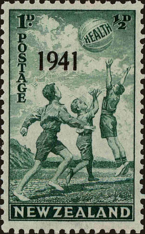 Front view of New Zealand B18 collectors stamp