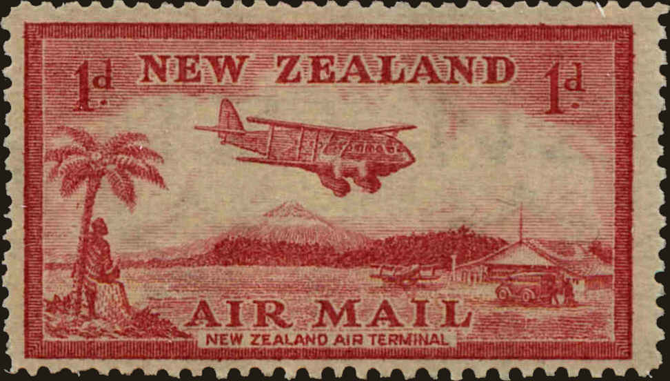 Front view of New Zealand C6 collectors stamp
