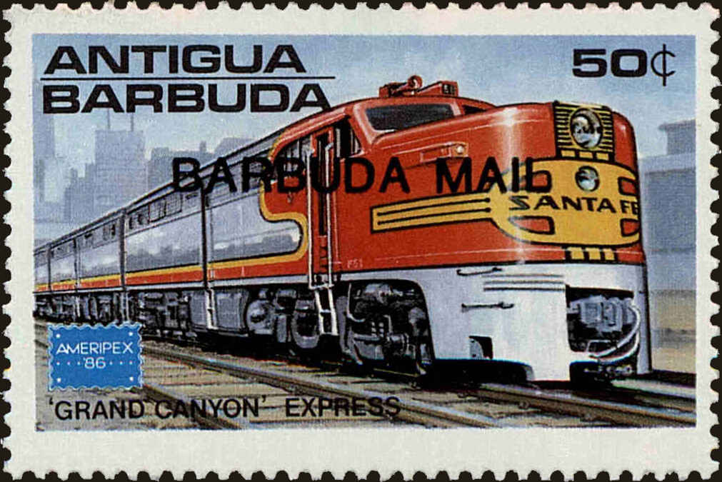 Front view of Barbuda 805 collectors stamp