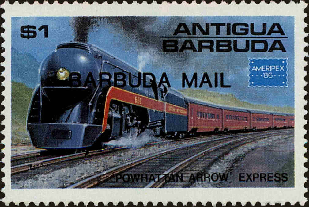 Front view of Barbuda 806 collectors stamp
