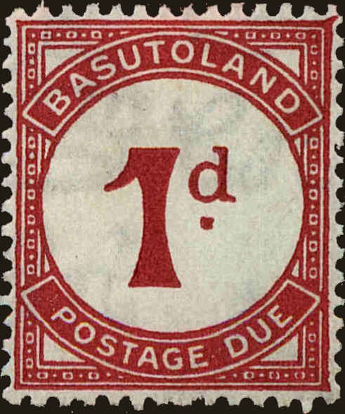 Front view of Basutoland J1a collectors stamp