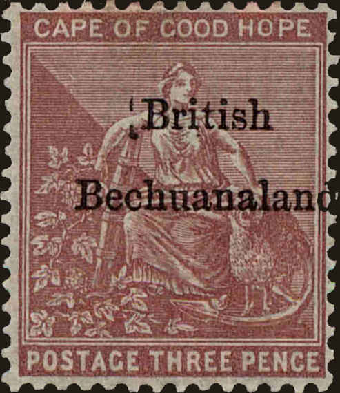 Front view of Bechuanaland 3 collectors stamp