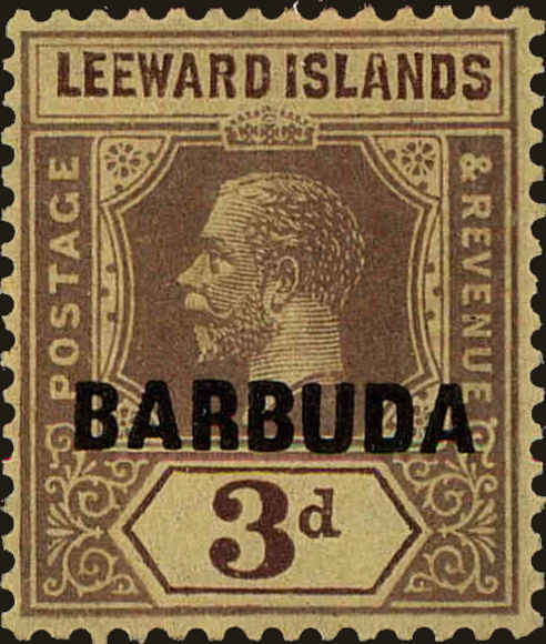 Front view of Barbuda 9 collectors stamp