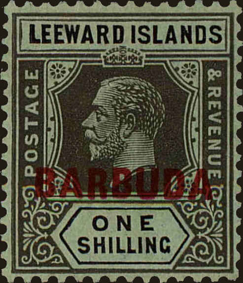 Front view of Barbuda 10 collectors stamp