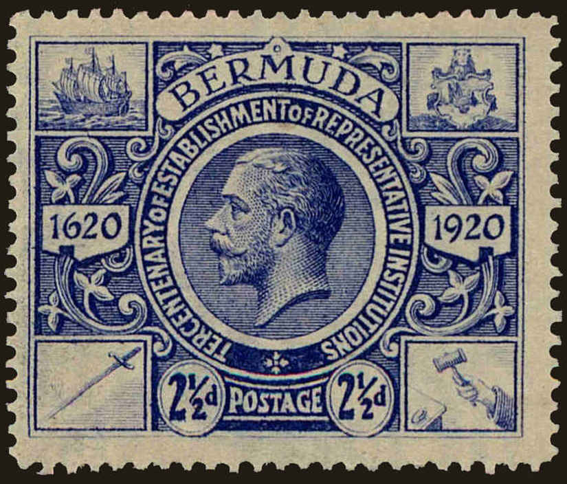 Front view of Bermuda 75 collectors stamp