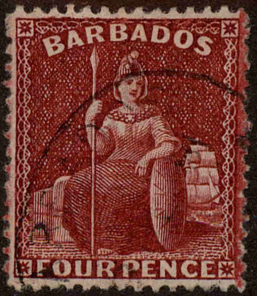 Front view of Barbados 54 collectors stamp