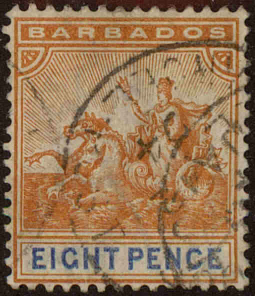 Front view of Barbados 77 collectors stamp