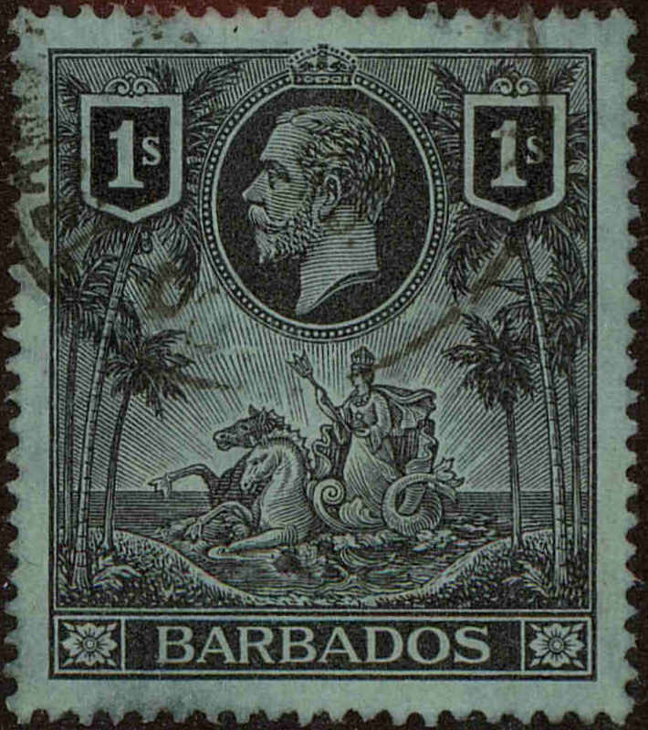 Front view of Barbados 124 collectors stamp
