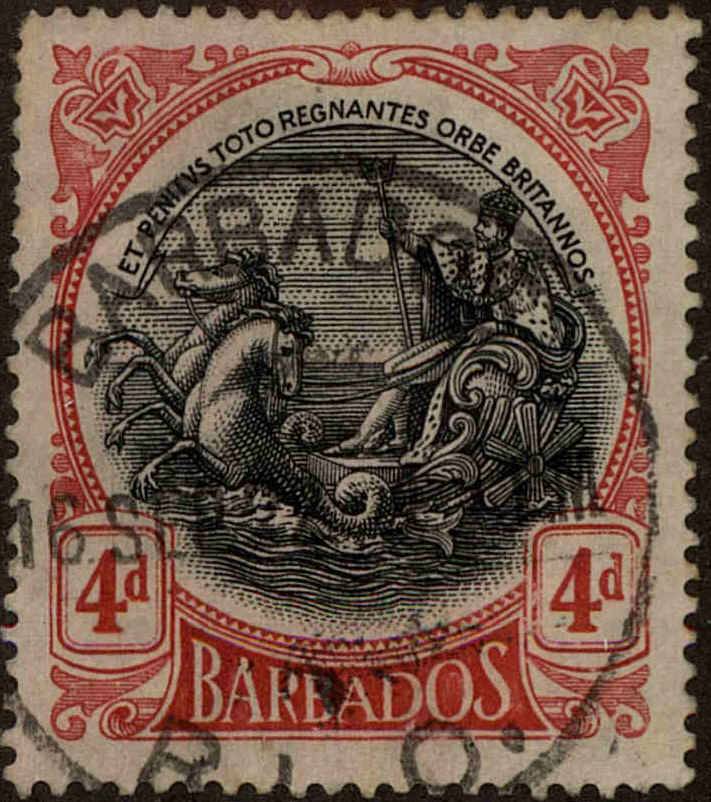 Front view of Barbados 134 collectors stamp