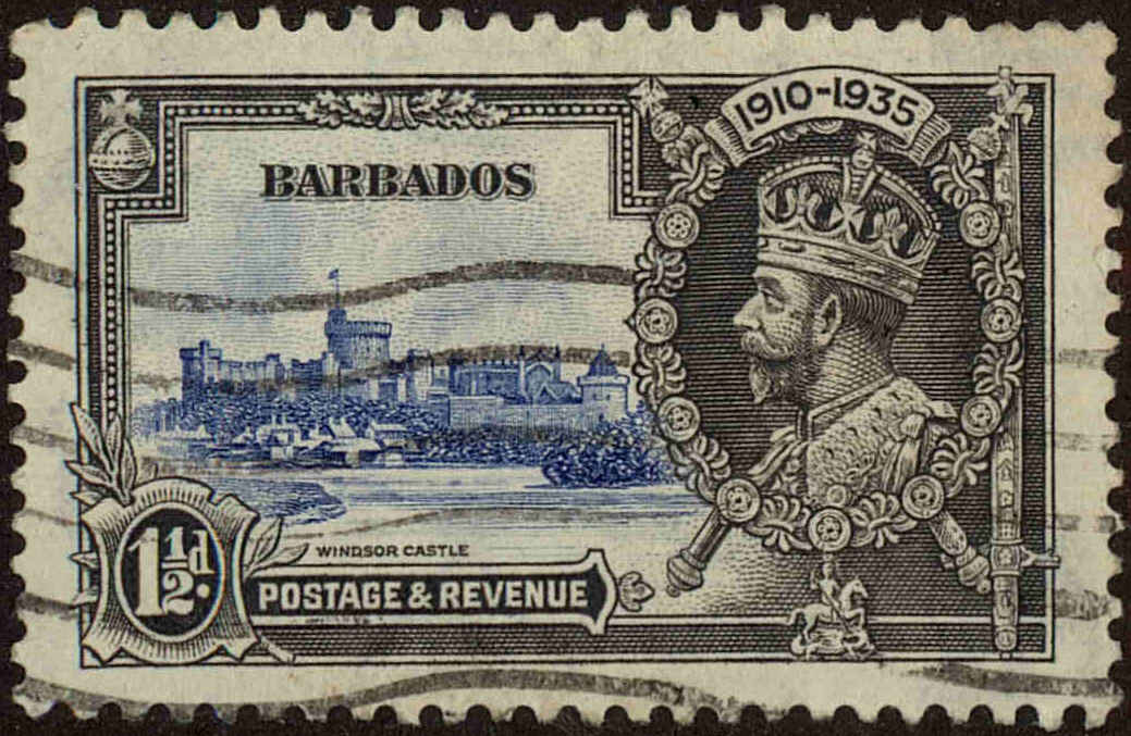 Front view of Barbados 187 collectors stamp