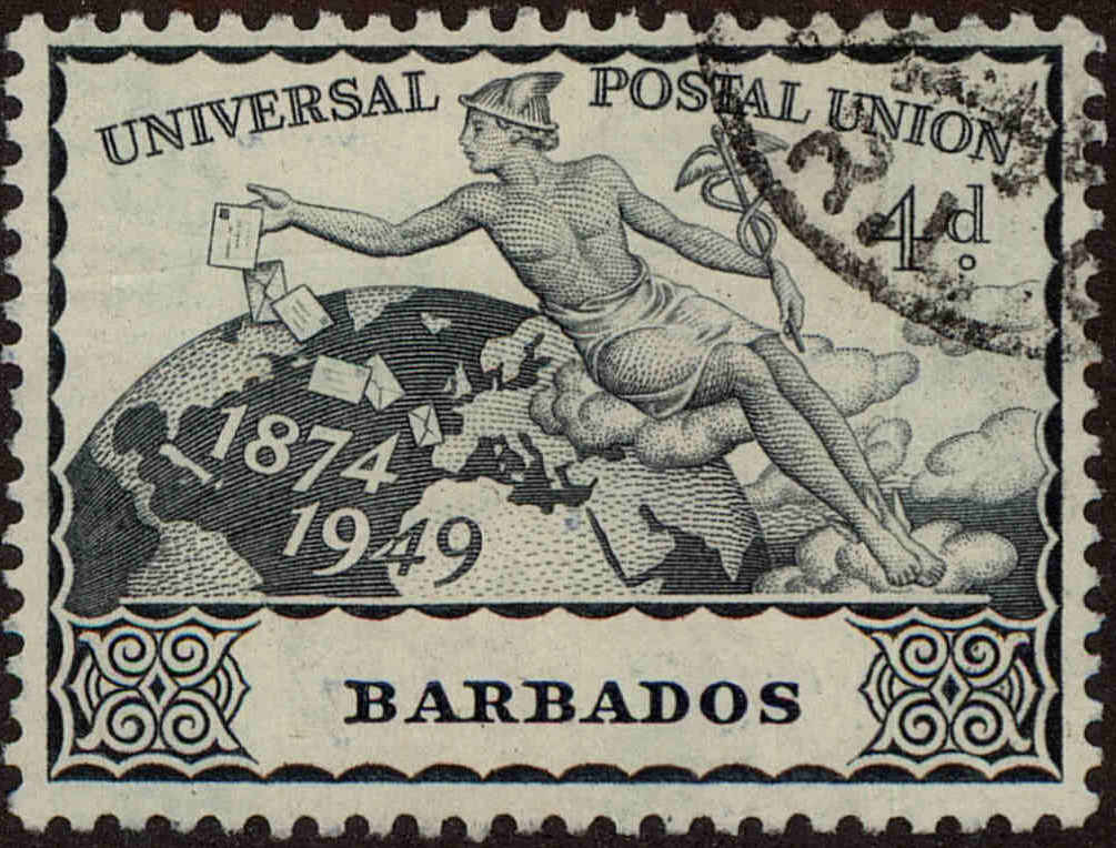 Front view of Barbados 214 collectors stamp
