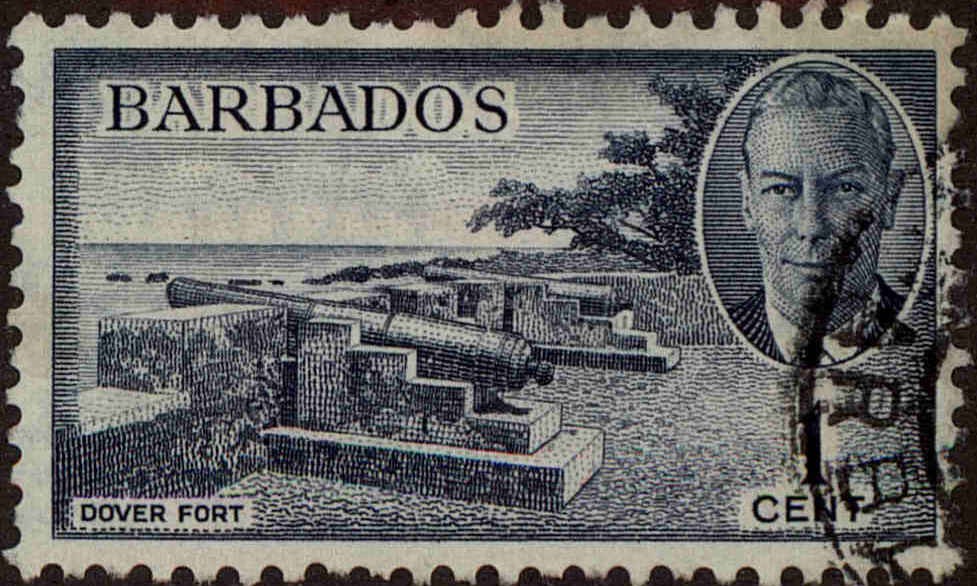 Front view of Barbados 216 collectors stamp