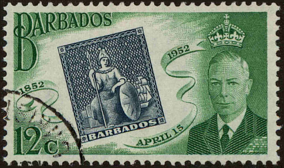 Front view of Barbados 232 collectors stamp