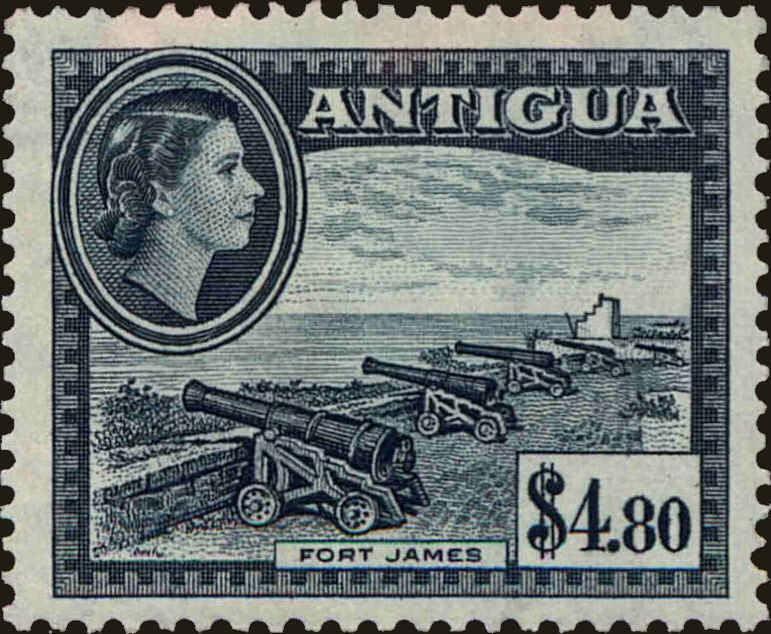 Front view of Antigua 121 collectors stamp
