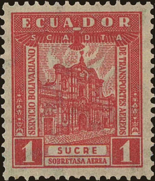 Front view of Ecuador C18 collectors stamp