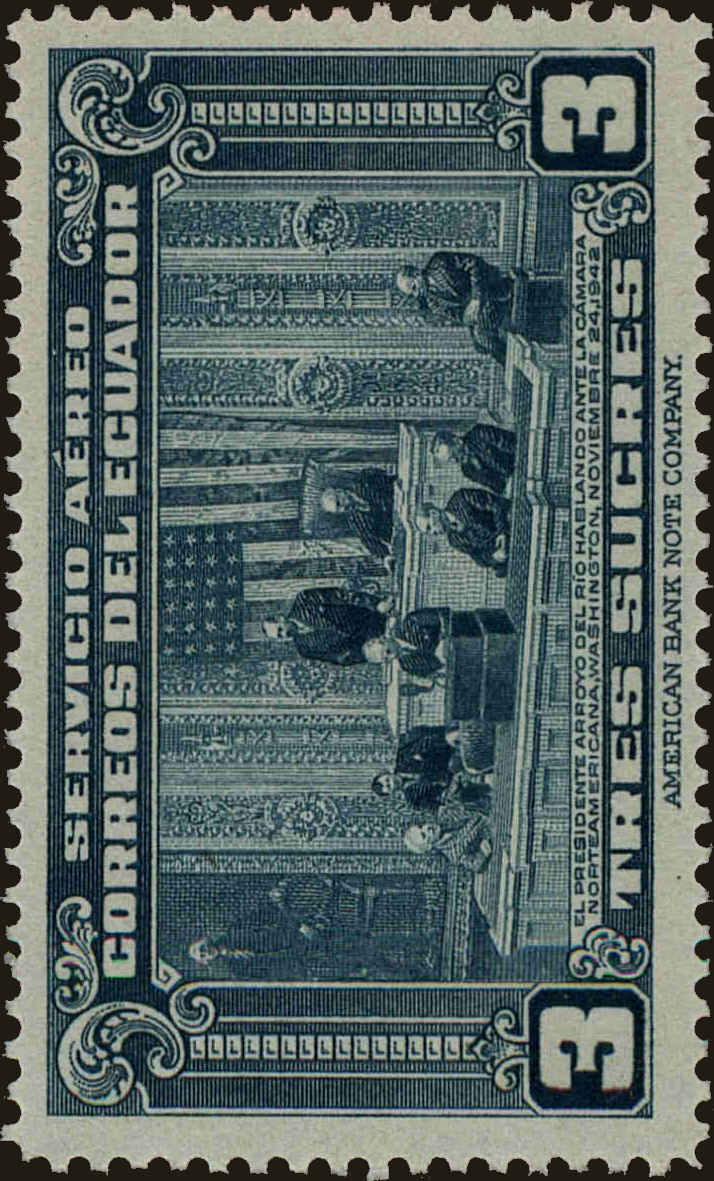 Front view of Ecuador C121 collectors stamp