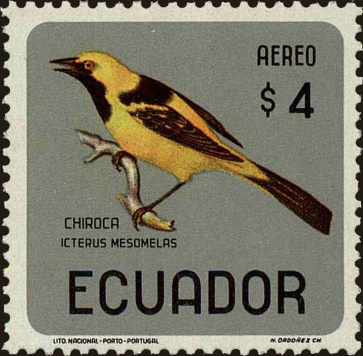 Front view of Ecuador C447 collectors stamp