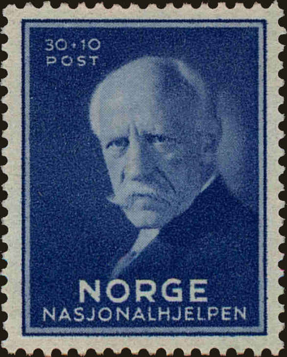 Front view of Norway B18 collectors stamp