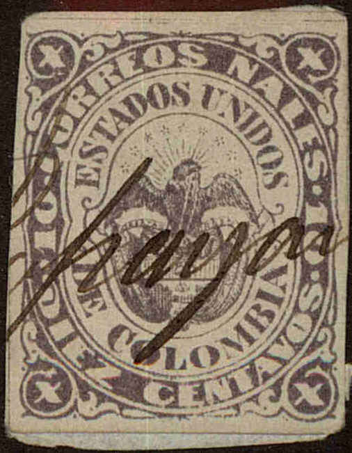 Front view of Colombia 54 collectors stamp