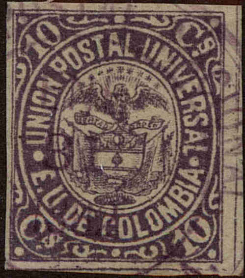 Front view of Colombia 107 collectors stamp