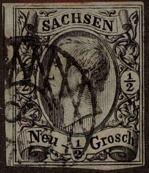 Front view of Saxony 9 collectors stamp