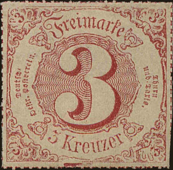 Front view of Thurn and Taxis 61 collectors stamp