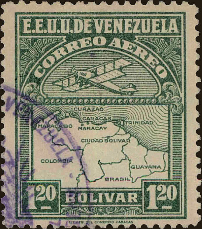 Front view of Venezuela C8 collectors stamp