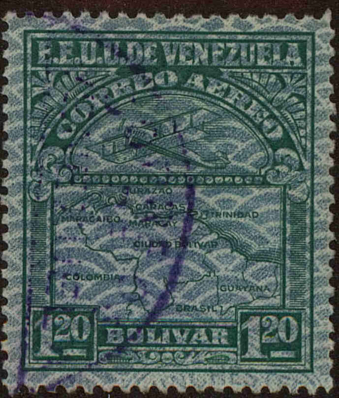 Front view of Venezuela C25 collectors stamp