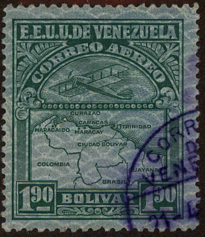 Front view of Venezuela C28 collectors stamp