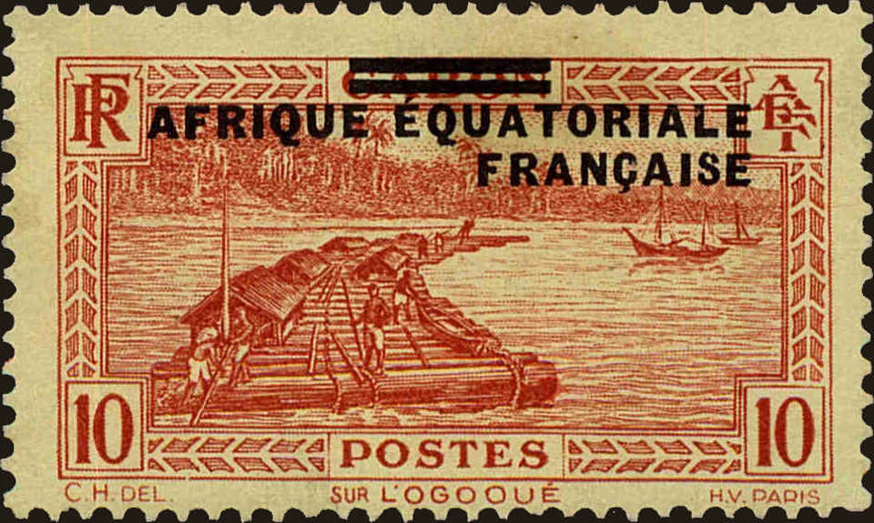 Front view of French Equatorial Africa 5 collectors stamp