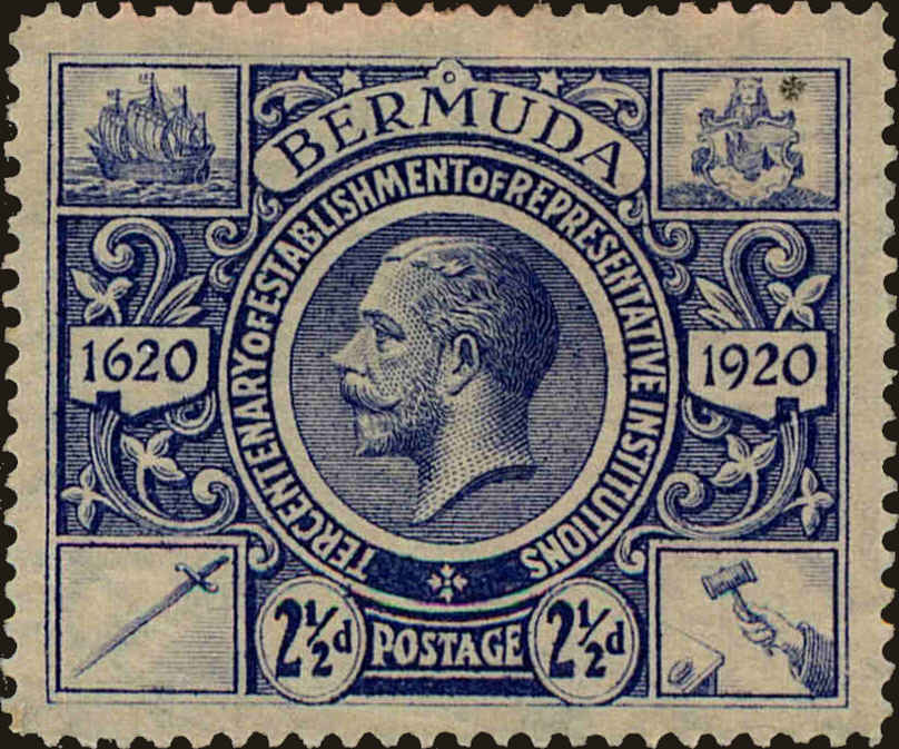 Front view of Bermuda 75 collectors stamp