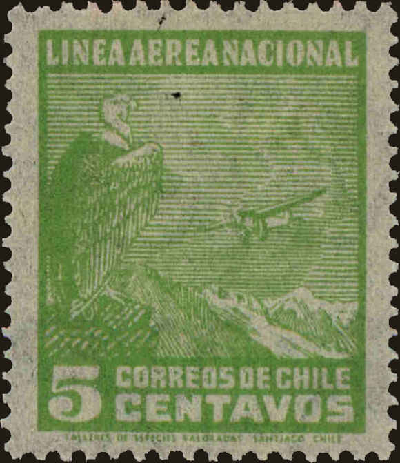 Front view of Chile C22 collectors stamp