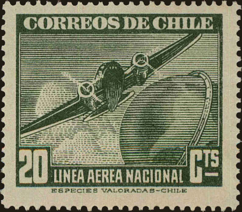 Front view of Chile C71 collectors stamp